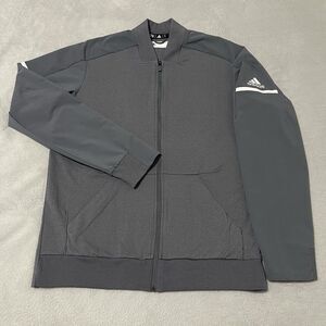 Adidas Jacket Mens Medium Onix Gray Bomber Water Resistant Lightweight CY9714